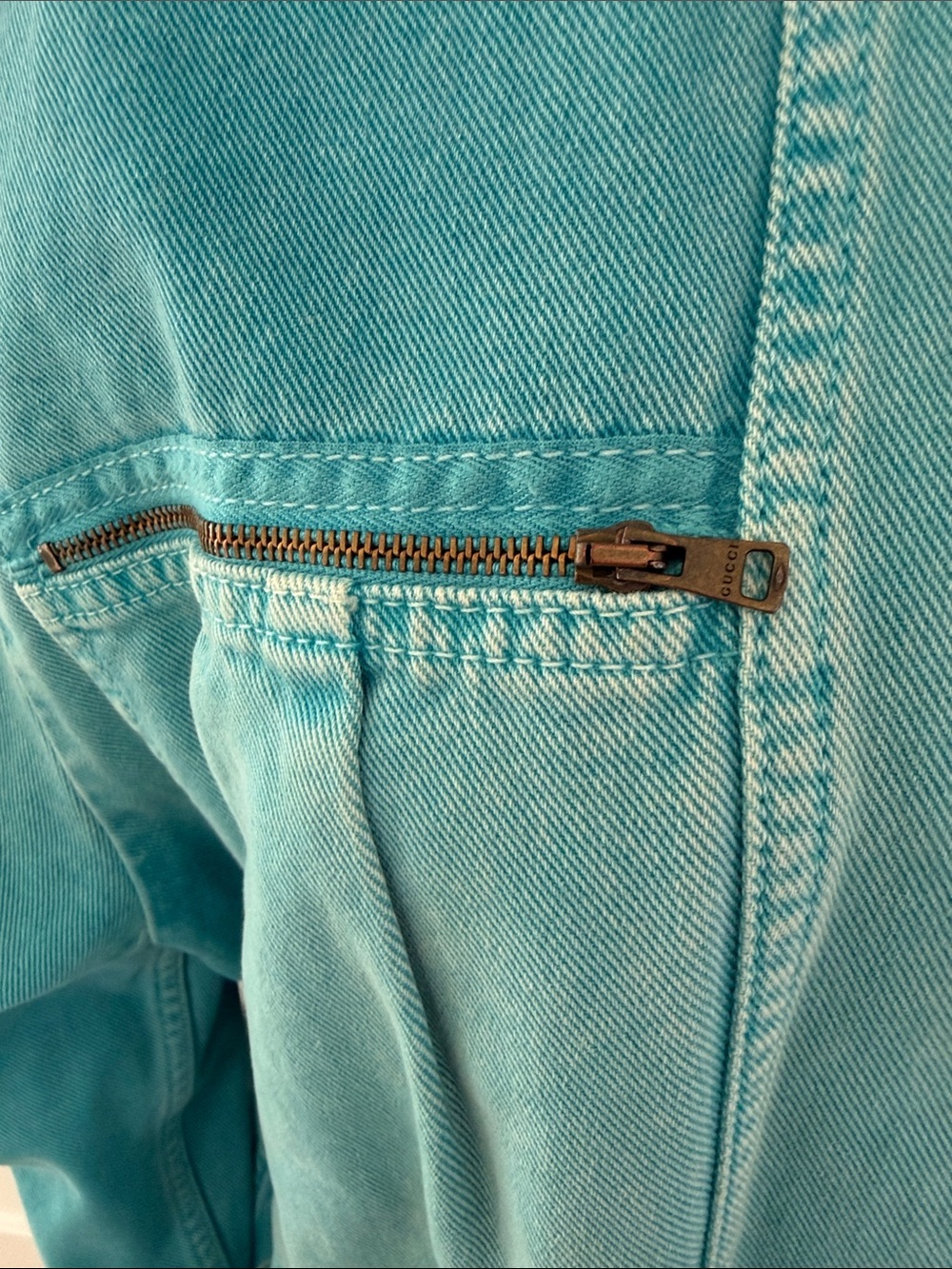 Gucci Turquoise Denim Jacket with Cherry Patch - Picture 2 of 16